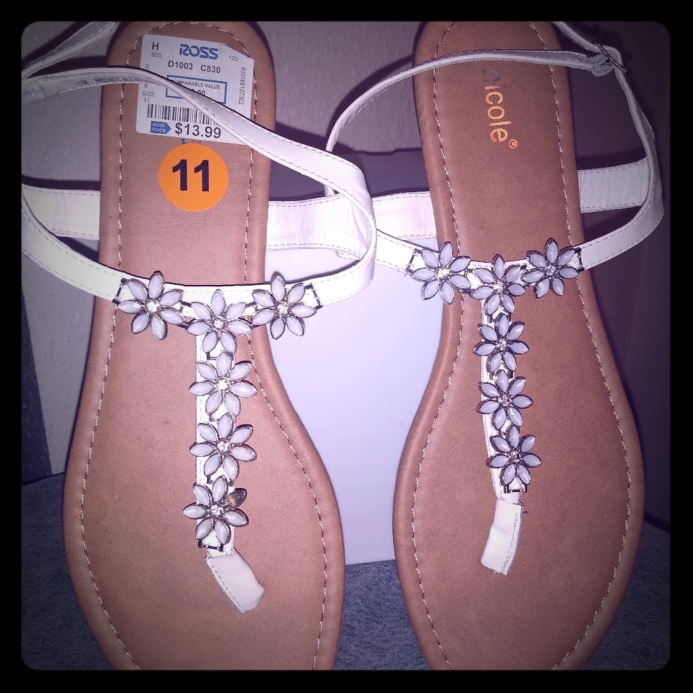White leather sandals